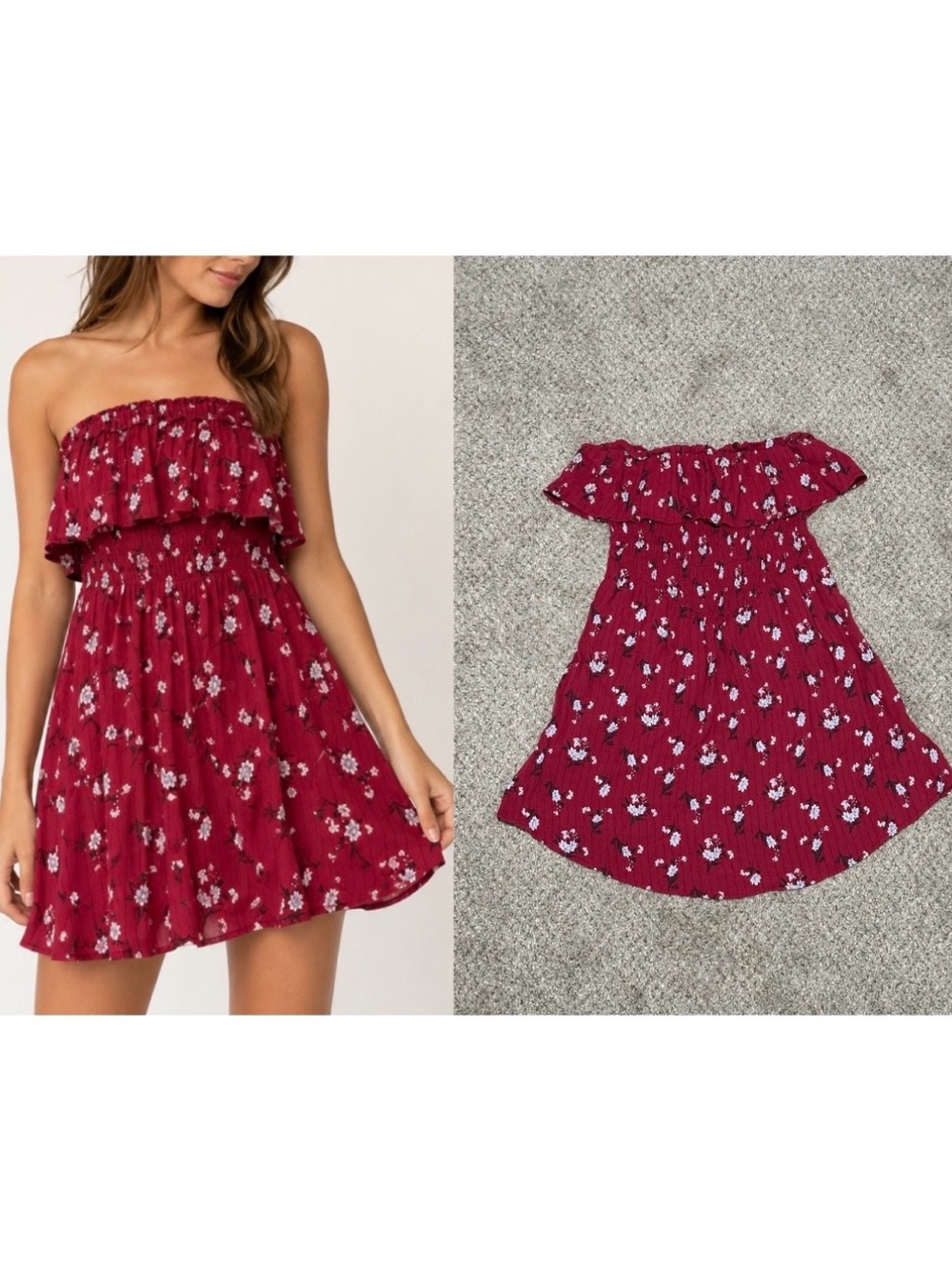 🌺 (Make an Offer!) AEO • Strapless Floral Smocked Mini Dress